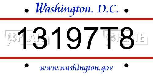 13197T8 District Of Columbia License Plate