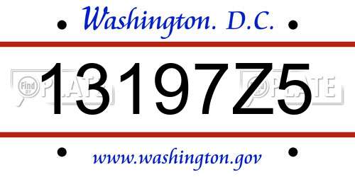 13197Z5 District Of Columbia License Plate