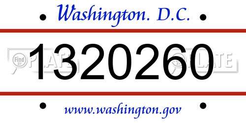 1320260 District Of Columbia License Plate
