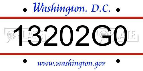 13202G0 District Of Columbia License Plate