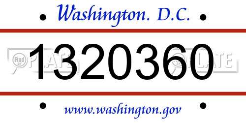 1320360 District Of Columbia License Plate