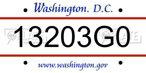 13203G0 District Of Columbia License Plate