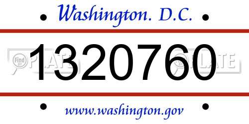 1320760 District Of Columbia License Plate
