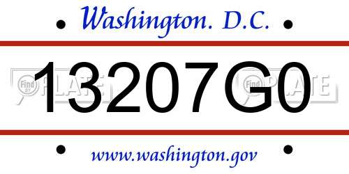13207G0 District Of Columbia License Plate
