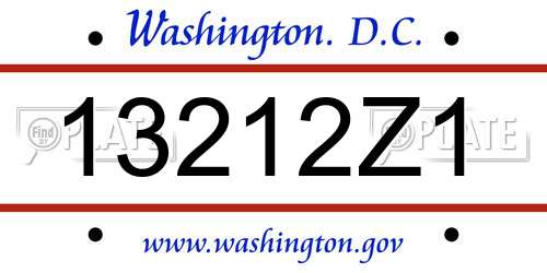 13212Z1 District Of Columbia License Plate