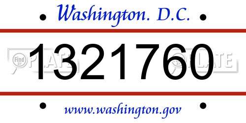 1321760 District Of Columbia License Plate