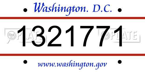 1321771 District Of Columbia License Plate