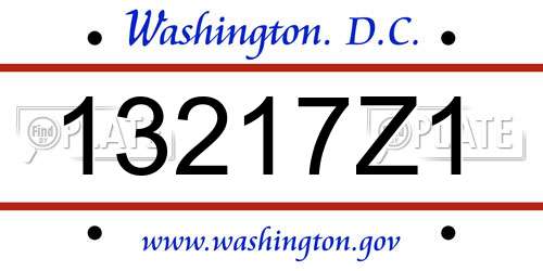 13217Z1 District Of Columbia License Plate