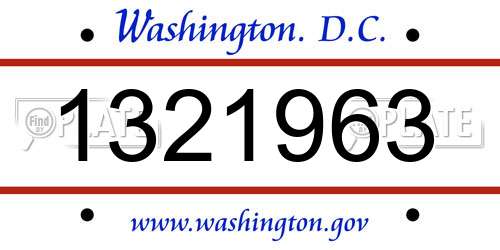 1321963 District Of Columbia License Plate