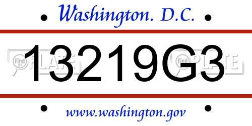 13219G3 District Of Columbia License Plate