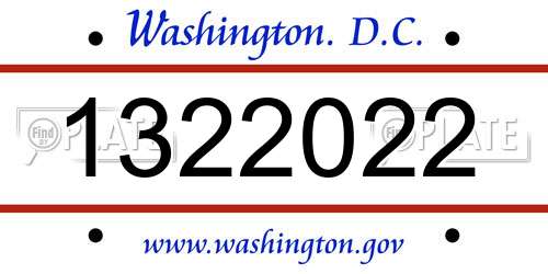 1322022 District Of Columbia License Plate