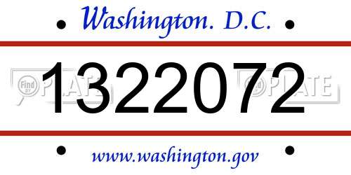 1322072 District Of Columbia License Plate