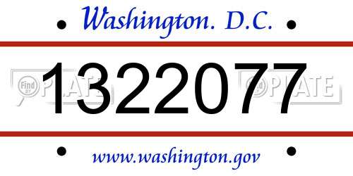 1322077 District Of Columbia License Plate
