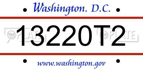 13220T2 District Of Columbia License Plate