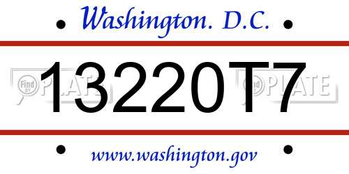 13220T7 District Of Columbia License Plate