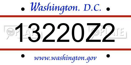 13220Z2 District Of Columbia License Plate