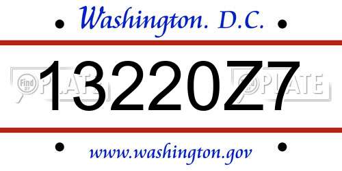 13220Z7 District Of Columbia License Plate