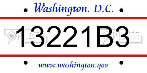 13221B3 District Of Columbia License Plate