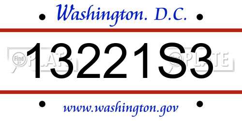 13221S3 District Of Columbia License Plate