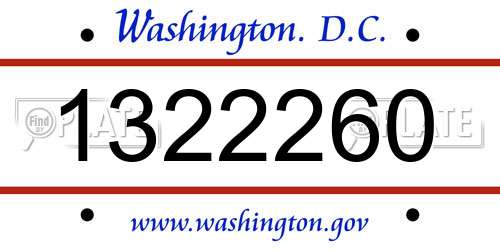 1322260 District Of Columbia License Plate