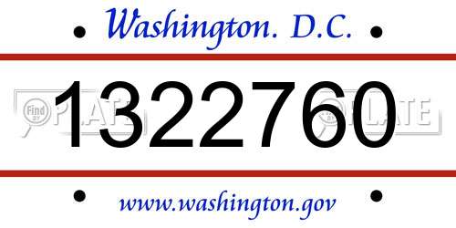 1322760 District Of Columbia License Plate