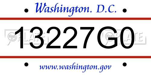13227G0 District Of Columbia License Plate