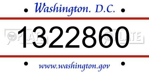 1322860 District Of Columbia License Plate