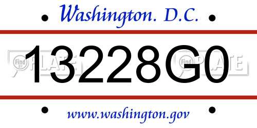 13228G0 District Of Columbia License Plate