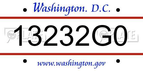 13232G0 District Of Columbia License Plate