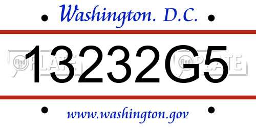 13232G5 District Of Columbia License Plate
