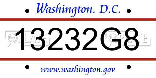 13232G8 District Of Columbia License Plate