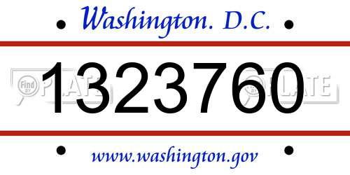 1323760 District Of Columbia License Plate