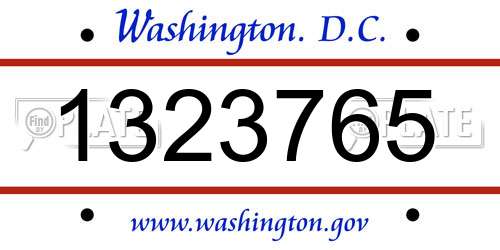 1323765 District Of Columbia License Plate