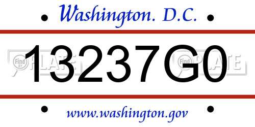 13237G0 District Of Columbia License Plate