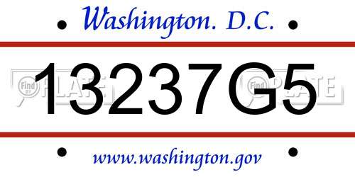 13237G5 District Of Columbia License Plate