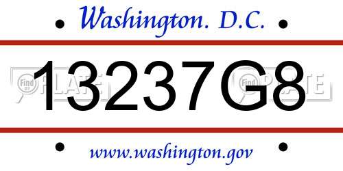13237G8 District Of Columbia License Plate