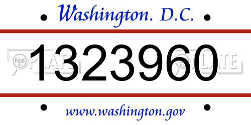 1323960 District Of Columbia License Plate