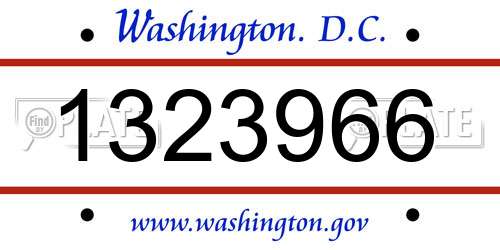 1323966 District Of Columbia License Plate