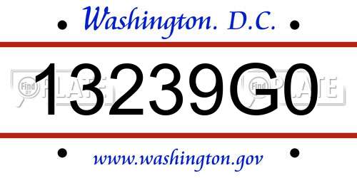 13239G0 District Of Columbia License Plate