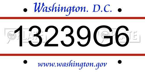 13239G6 District Of Columbia License Plate