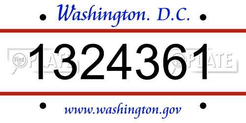 1324361 District Of Columbia License Plate