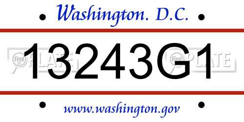 13243G1 District Of Columbia License Plate