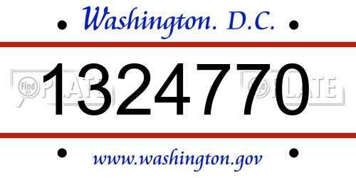 1324770 District Of Columbia License Plate
