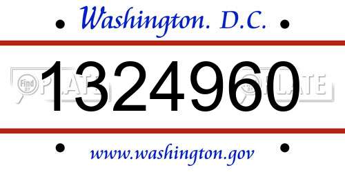 1324960 District Of Columbia License Plate