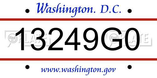 13249G0 District Of Columbia License Plate