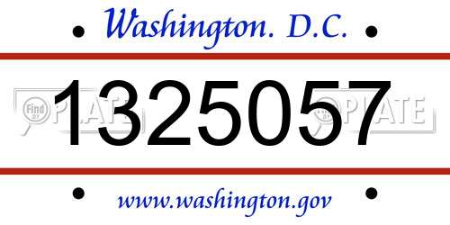 1325057 District Of Columbia License Plate