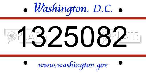 1325082 District Of Columbia License Plate