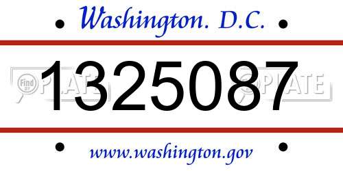 1325087 District Of Columbia License Plate