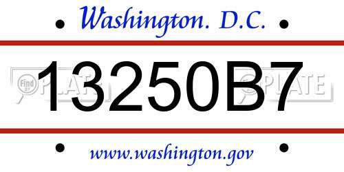 13250B7 District Of Columbia License Plate