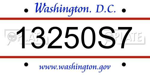 13250S7 District Of Columbia License Plate